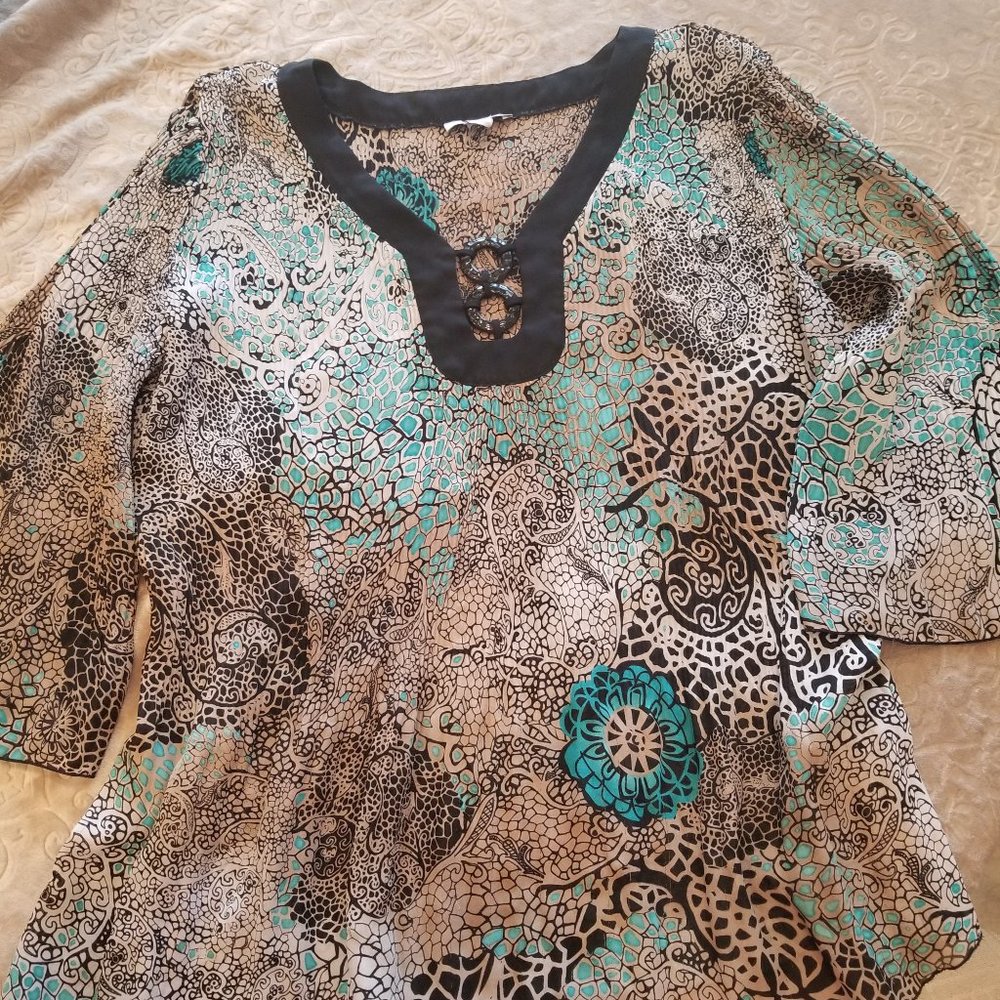 Dress Barn Long Sleeve Pleated Blouse